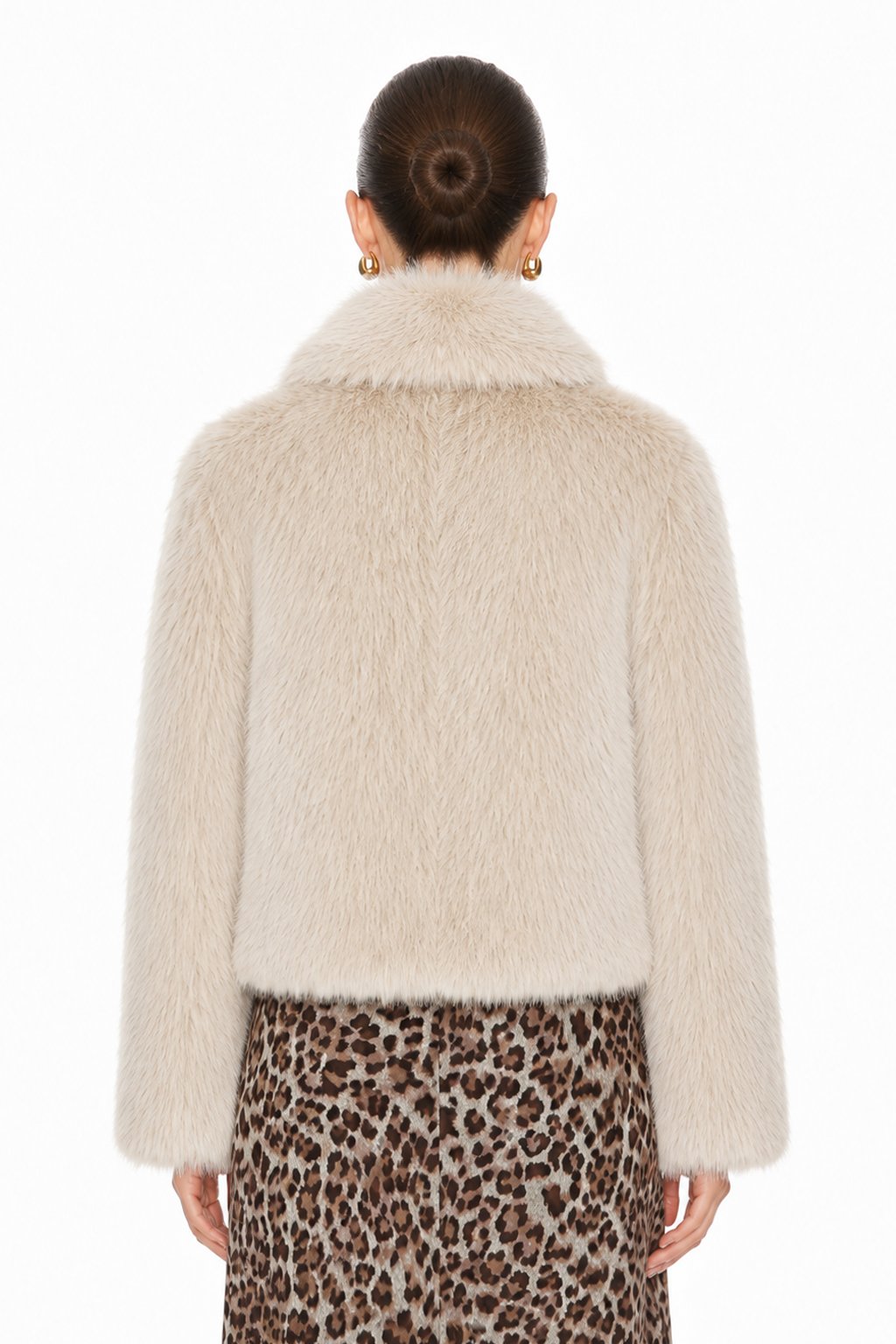 Sunzel Womens Faux Fur Coat Cropped Jacket Plush Turn Down Collar Long Sleeve Smoothing Fall Winter Dressy Casual Outerwear