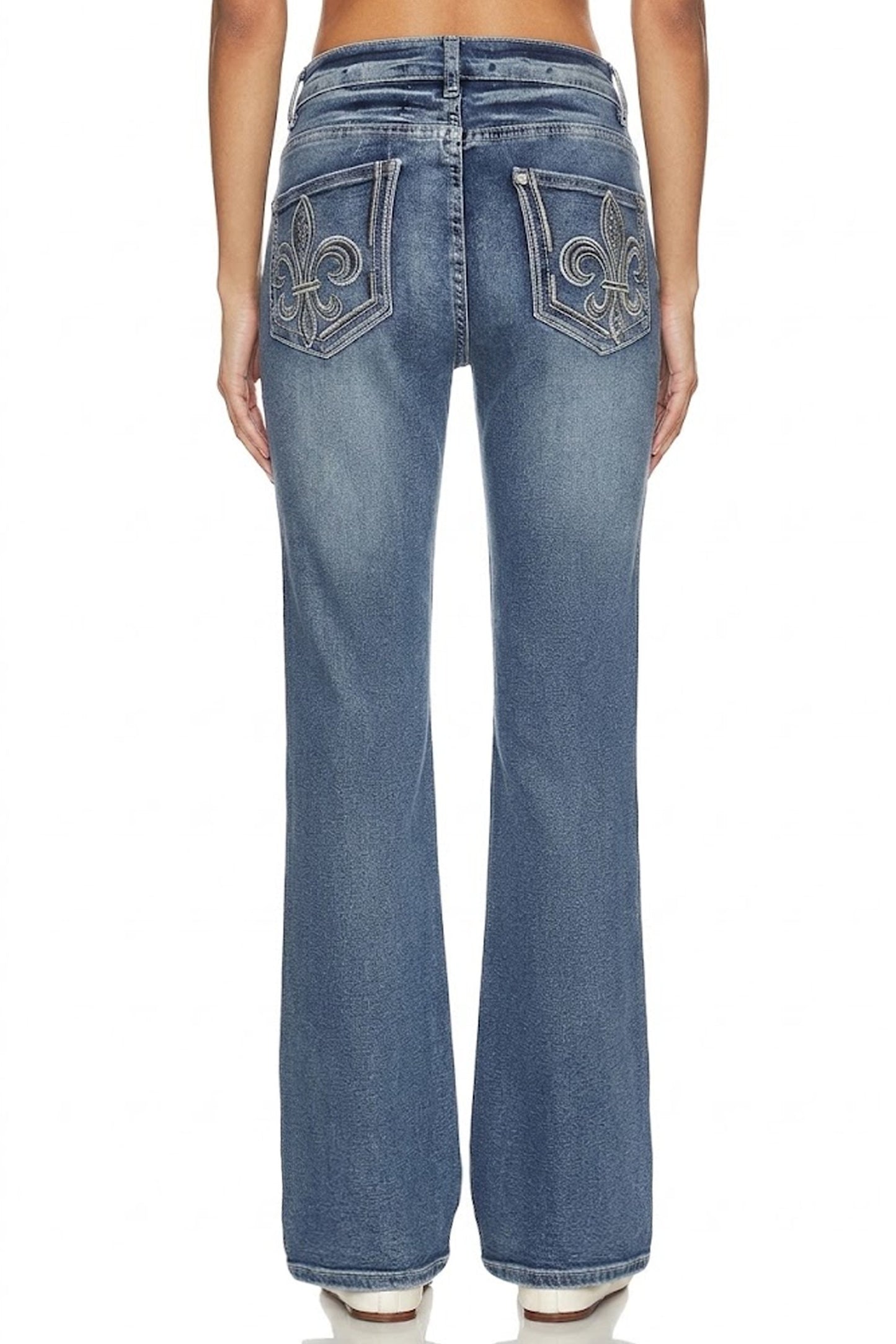 Sunzel Womens Embroidered Flare Jeans High Waisted Denim Pants, Double Button Bootcut Jeans with Pockets Western Style