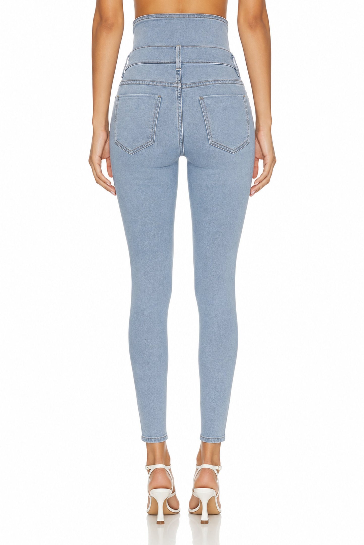 Sunzel Women's High Waisted Ripped Skinny Jeans Button Fly Stretch Denim Pants, Light Wash Distressed Slim Fit Ankle Jeans with Pockets