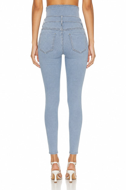 Sunzel Women's High Waisted Ripped Skinny Jeans Button Fly Stretch Denim Pants, Light Wash Distressed Slim Fit Ankle Jeans with Pockets