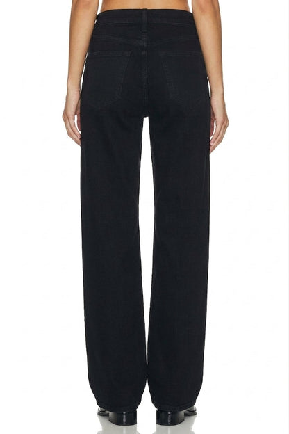 Sunzel Women's High Waisted Wide Leg Jeans Black Denim Pants, Relaxed Straight Leg Jeans with Pockets, Casual Vintage Loose Fit Jeans