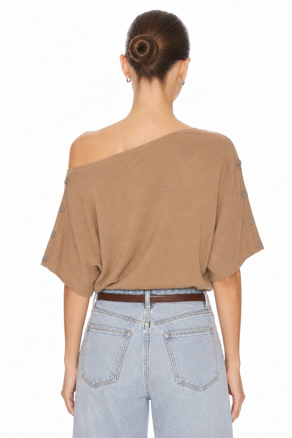 Sunzel Womens Knit Coat Off Shoulder Cape Sleeve Cropped Sweater Top Button Detail Casual Fall Winter Pullover Outerwear