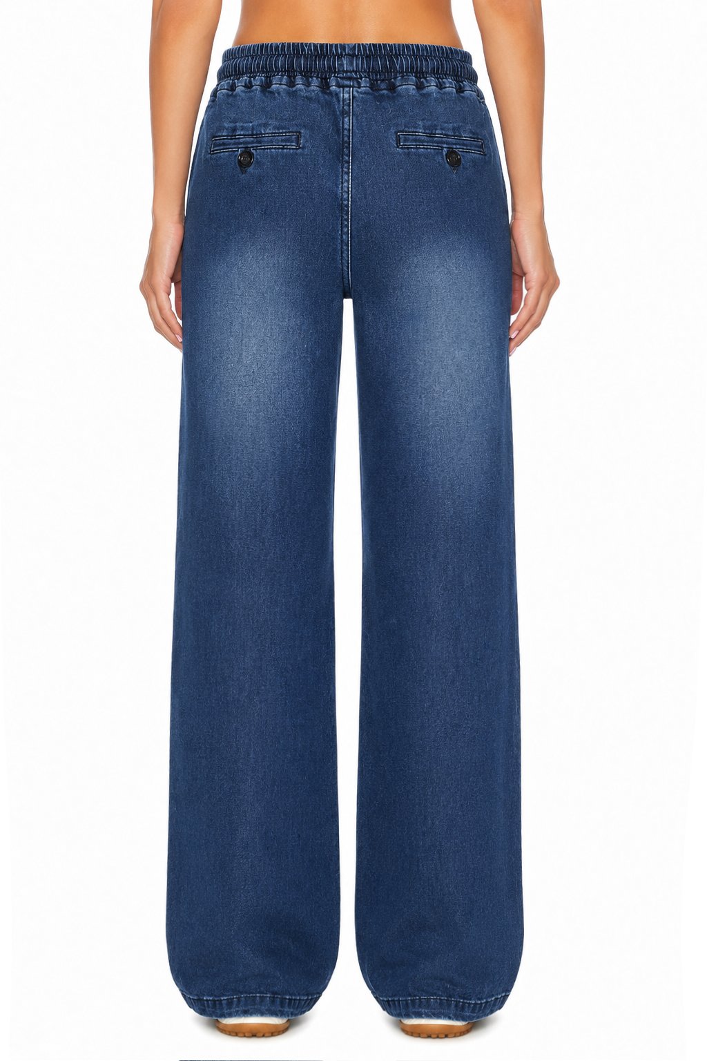Sunzel Womens Drawstring Wide Leg Jeans Elastic Waist Denim Pants, High Waisted Pull On Baggy Casual Jean Pants with Pockets