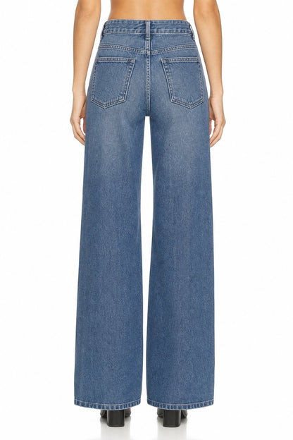 Sunzel Womens Heart Patch Wide Leg Jeans High Waisted Baggy Denim Pants Y2K Vintage Casual