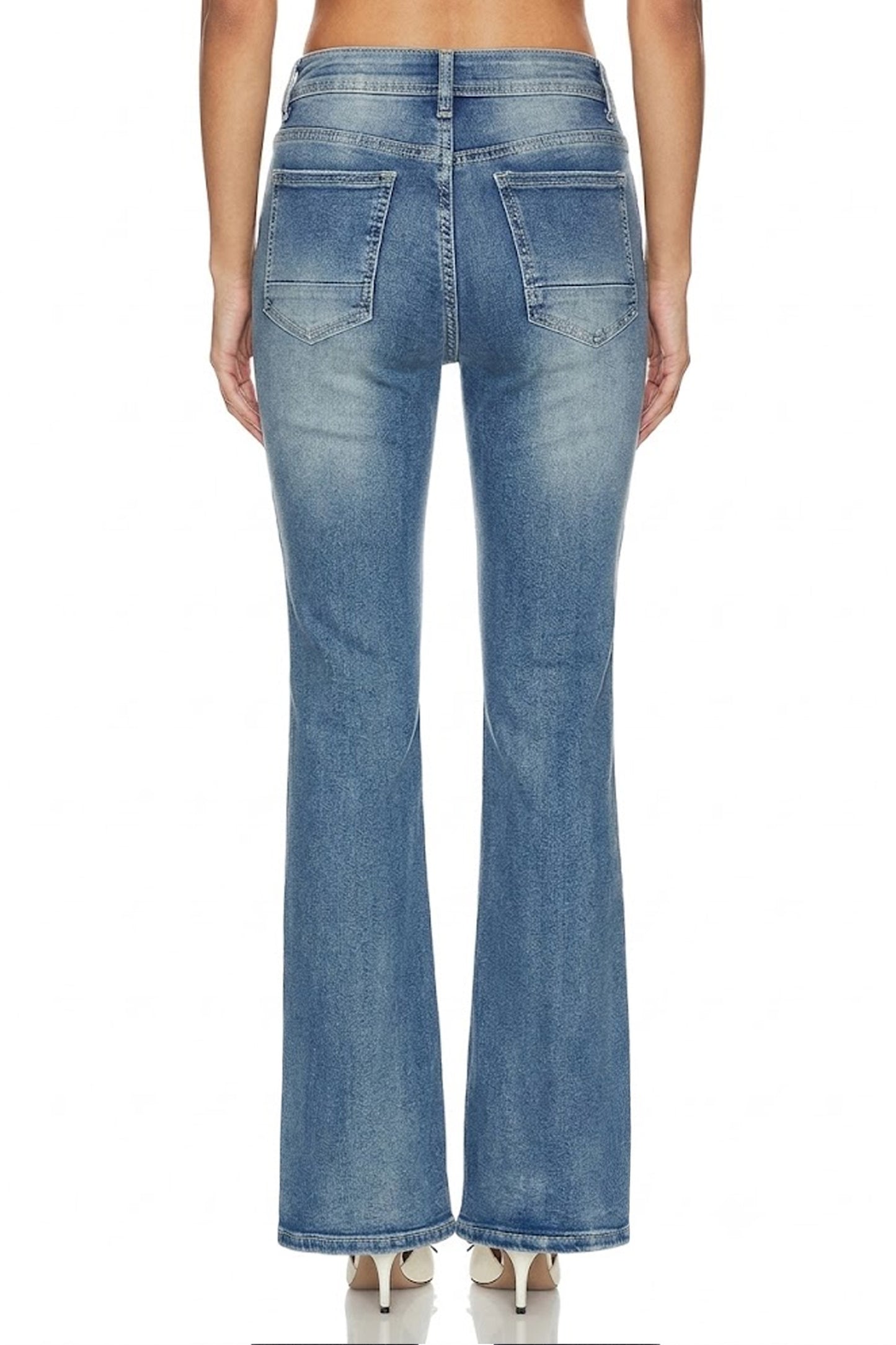 Sunzel Womens Bootcut Jeans Stretch Denim Pants, Double Button Flare Leg Light Wash Retro Jeans with Pockets
