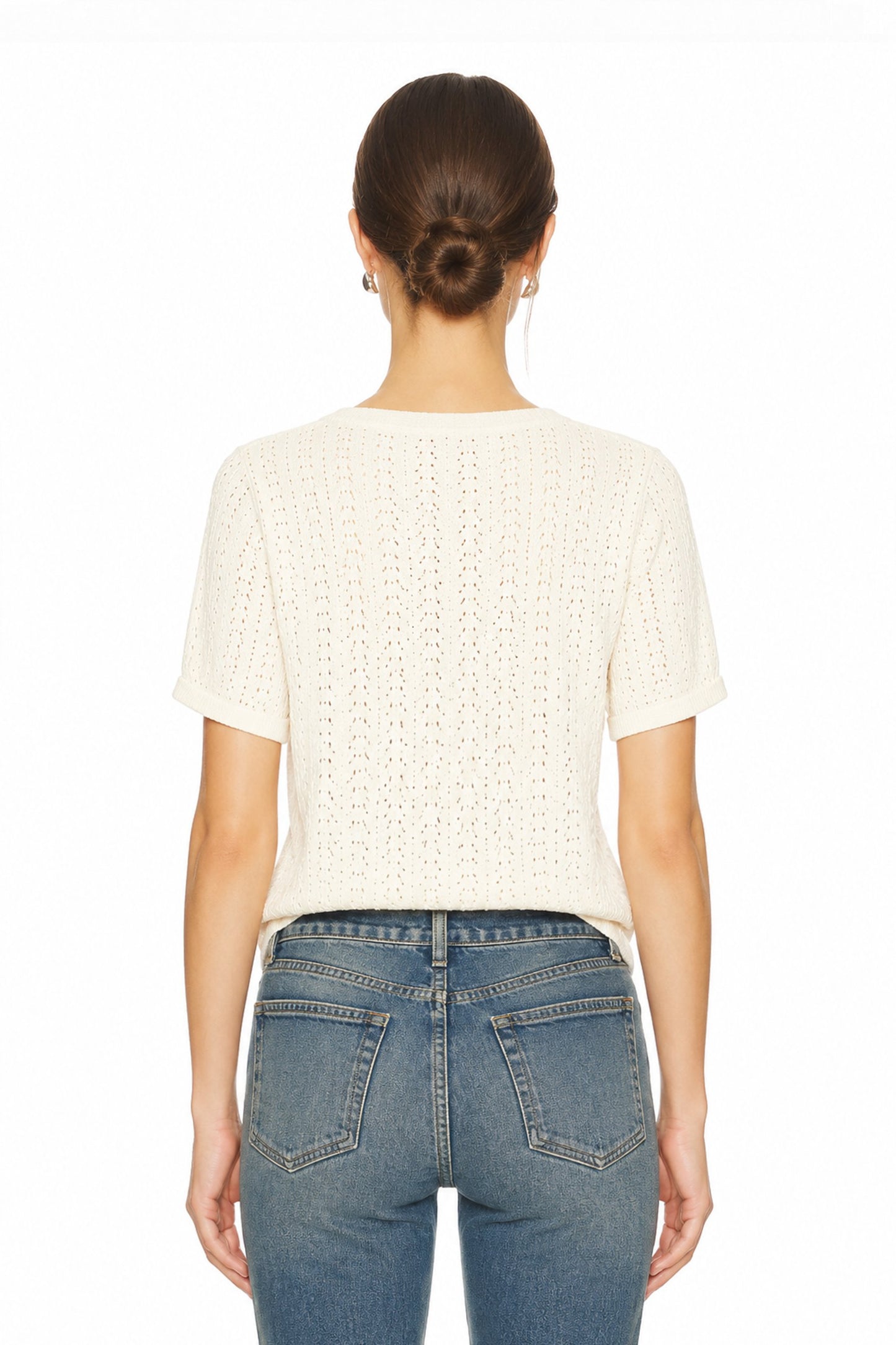 Sunzel Womens Short Sleeve Knit Cardigan Openwork Button Down Summer Sweater Top Lightweight V Neck
