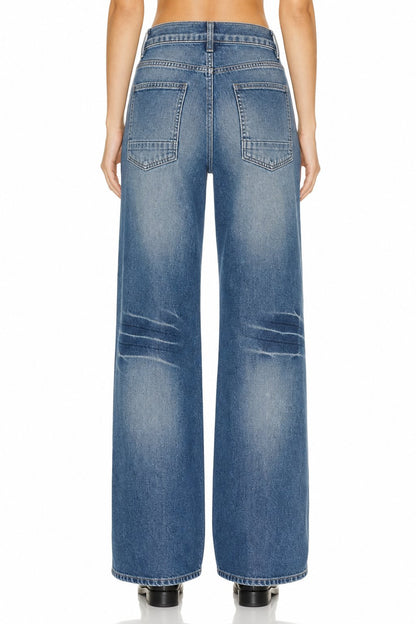 Sunzel Womens Baggy Wide Leg Jeans Low Rise Vintage Wash Denim Pants, Whisker Loose Long Casual Jeans with Pockets