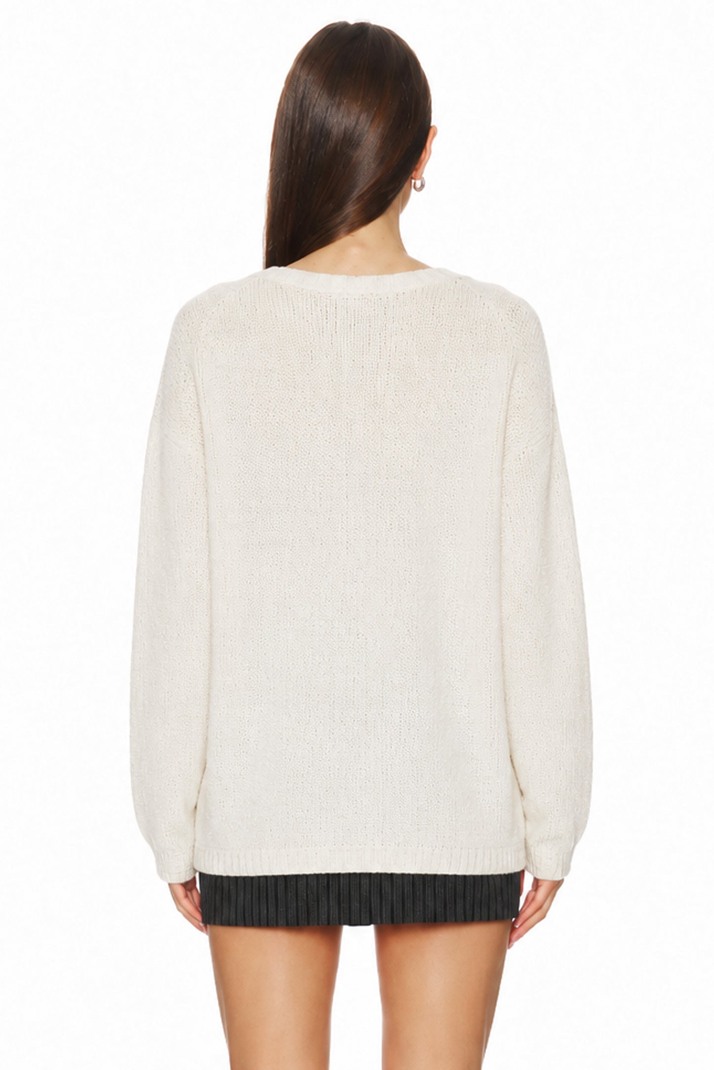 Sunzel Womens V Neck Knit Pullover Sweater Long Sleeve Loose Fit Lightweight Fall Winter Casual Top