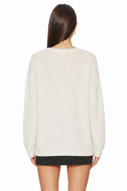 Sunzel Womens V Neck Knit Pullover Sweater Long Sleeve Loose Fit Lightweight Fall Winter Casual Top