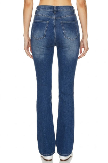 Sunzel Womens High Waisted Bootcut Jeans Flare Leg Stretch Denim Pants Medium Wash with Pockets