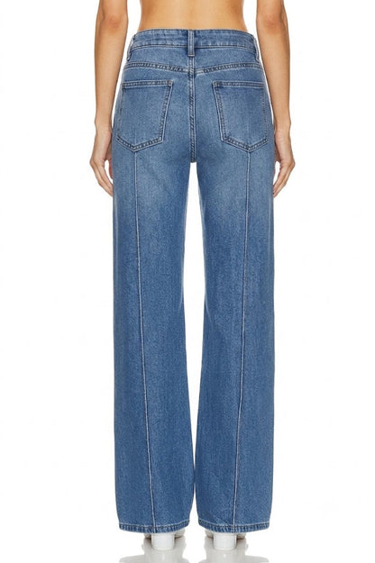 Sunzel Womens Wide Leg Jeans High Waisted Denim Pants, Seam Front Loose Vintage Jeans with Pockets Casual Streetwear