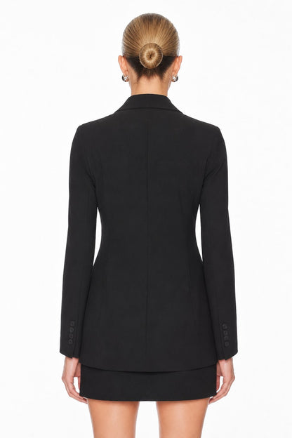 Sunzel Womens Black Double Breasted Blazer Coat Slim Fit Lapel Long Sleeve Dressy Office Jacket with Flap Pockets