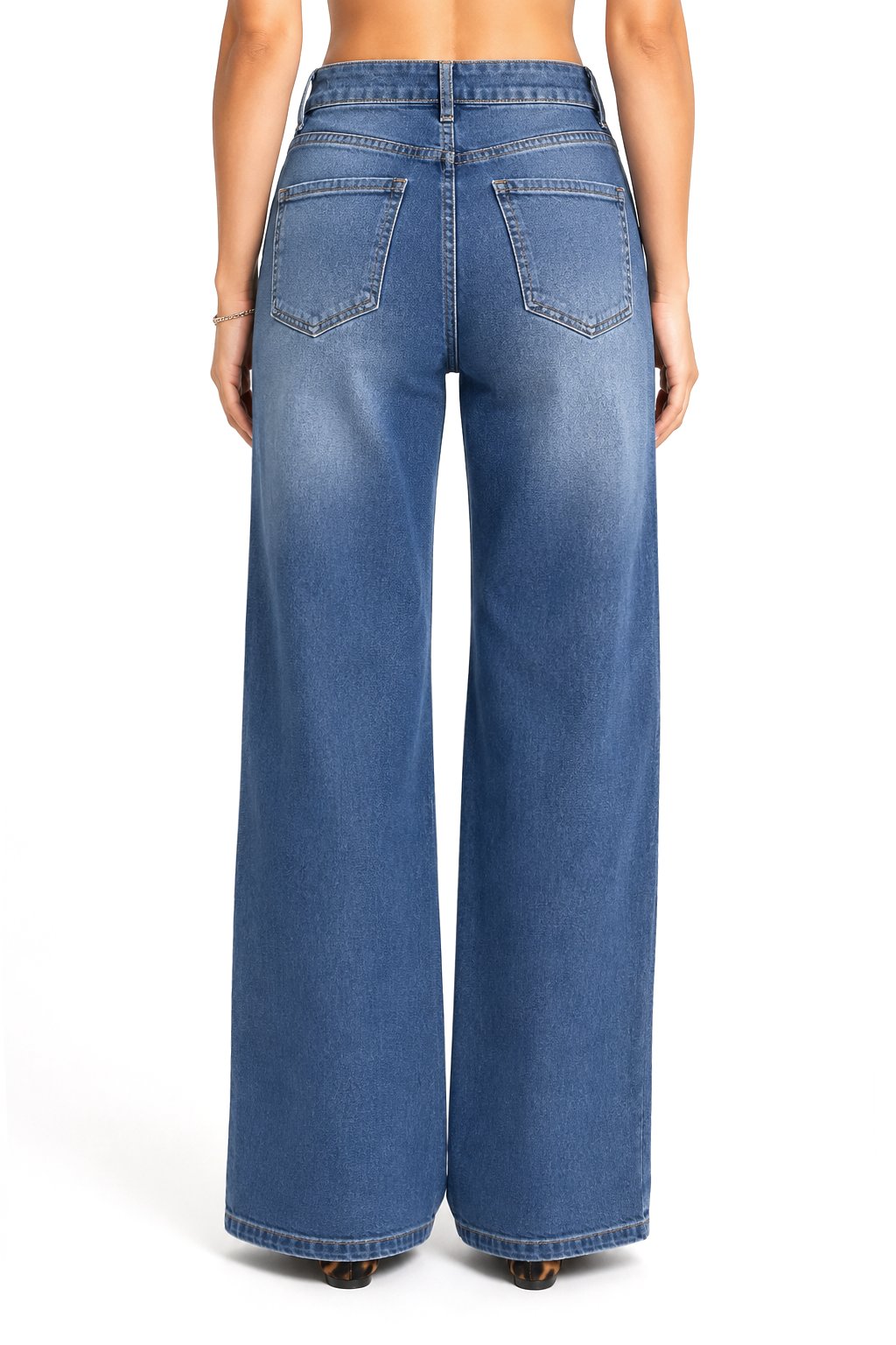 Sunzel Womens Embroidered Wide Leg Jeans High Waisted Denim Pants Pocket Smoothing Loose Stretch Casual Jeans