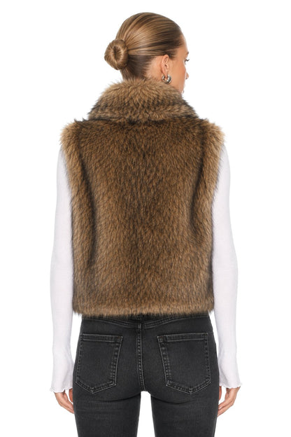 Sunzel Womens Faux Fur Vest Sleeveless Open Front Jacket Soft Plush Smoothing Winter Going Out Layering Coat with Pockets