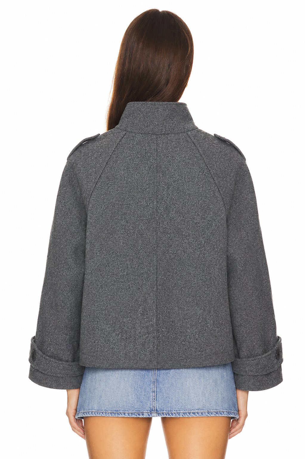 Sunzel Womens Gray Wool Look Jacket Stand Collar Short Coat, Single Breasted Long Sleeve Winter Outerwear with Pockets, Dressy Casual Fall Jacket