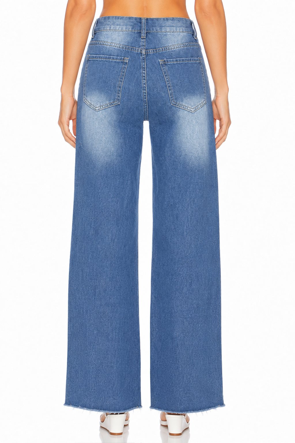 Sunzel Womens Ripped Wide Leg Jeans High Waisted Denim Pants Raw Hem Pocket Smoothing Loose Straight Casual Jeans