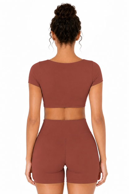 Sunzel Womens Short Sleeve Crop Top with Built in Bra Athletic Yoga T Shirt Casual Fitted Workout Gym Active Tee with Padding