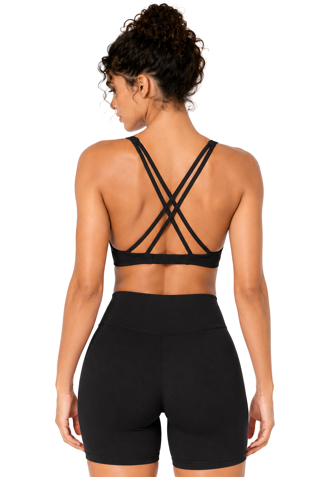 Sunzel Women's V-Neck Twist Sports Bra Low Impact with Removable Pads Cross Backless Straps Going Out Casual Padded Bralette