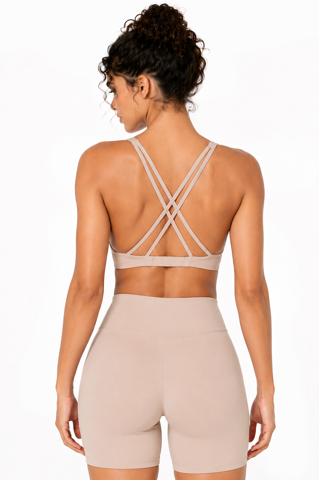Sunzel Women's V-Neck Twist Sports Bra Low Impact with Removable Pads Cross Backless Straps Going Out Casual Padded Bralette