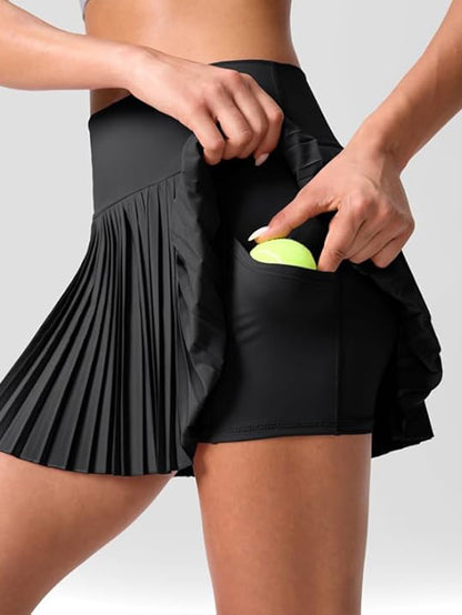 Pleated Tennis Skirt Golf Skorts for Woman Side Pocket Athletic Skirt Moisture-Wicking High Workout Skirt Perfect for Gym Running