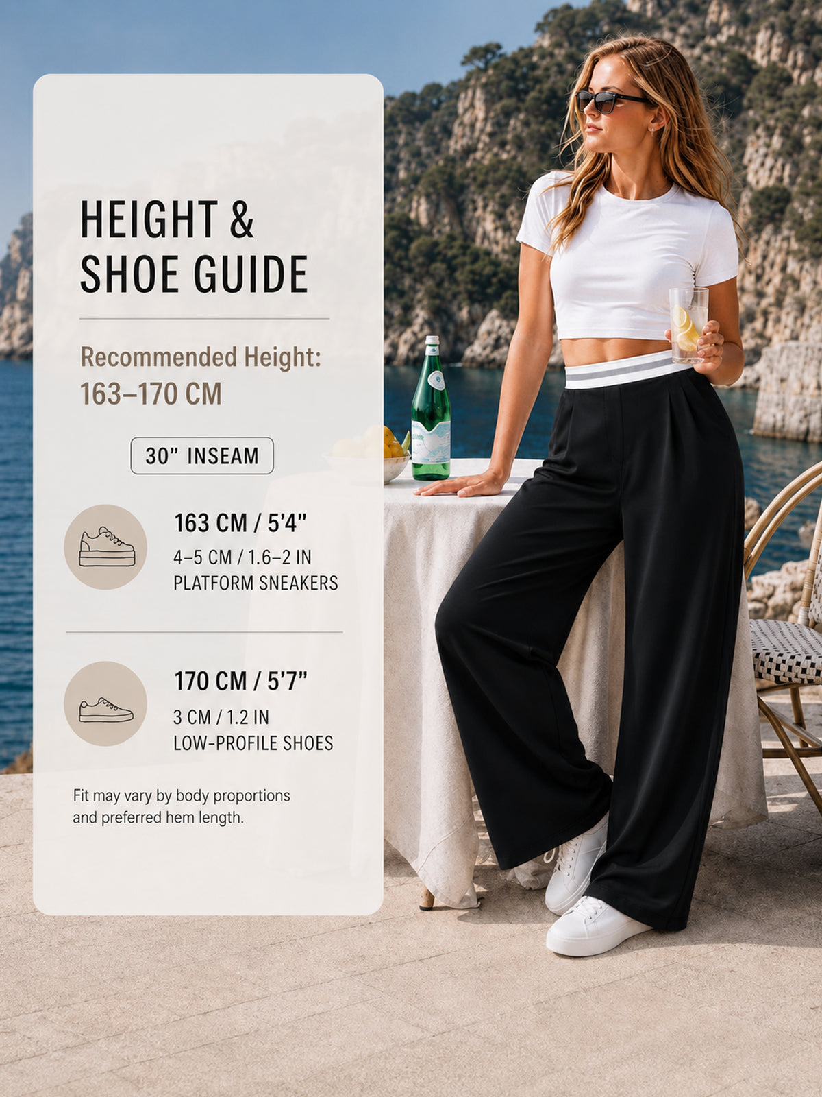 Sunzel Women's Pleated Wide Leg Pants with Pockets Casual Stretch Trousers