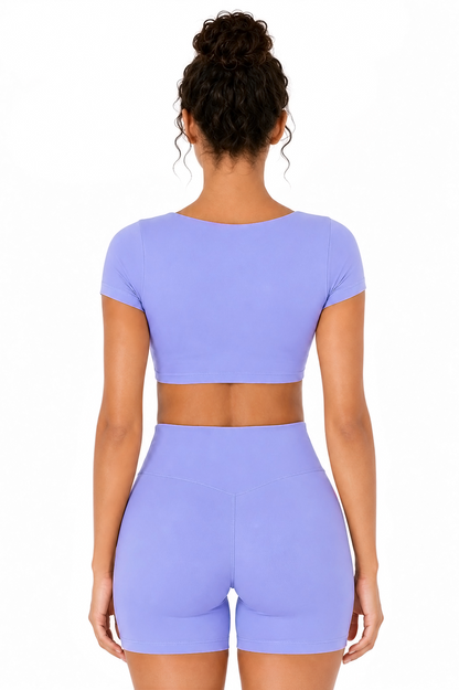 Sunzel Womens Short Sleeve Crop Top with Built in Bra Athletic Yoga T Shirt Casual Fitted Workout Gym Active Tee with Padding