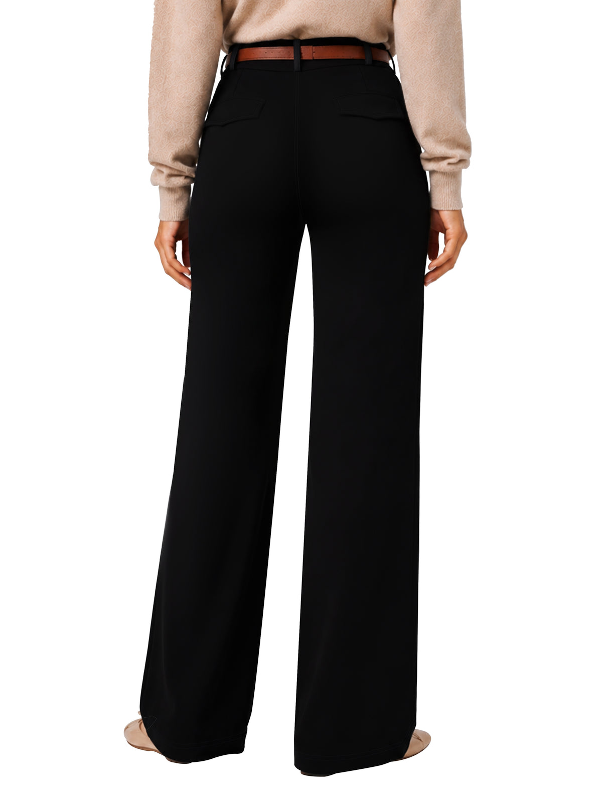 Sunzel Womens Stretch Wide Leg Dress Pants Hidden Butt Scrunch Work Trouser