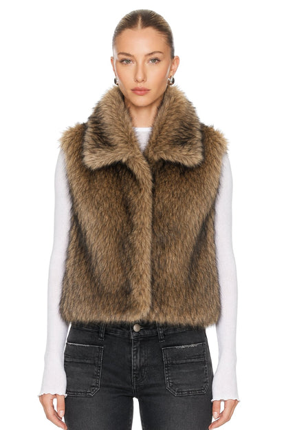 Sunzel Womens Faux Fur Vest Sleeveless Open Front Jacket Soft Plush Smoothing Winter Going Out Layering Coat with Pockets