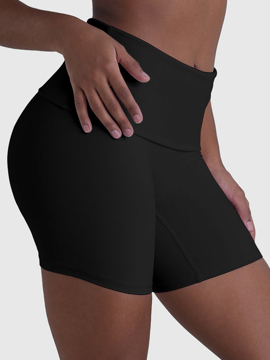 Sunzel Fold Over Biker Shorts Women High Waisted No Front Seam Tummy Control Compression Workout Athletic Gym Yoga Shorts