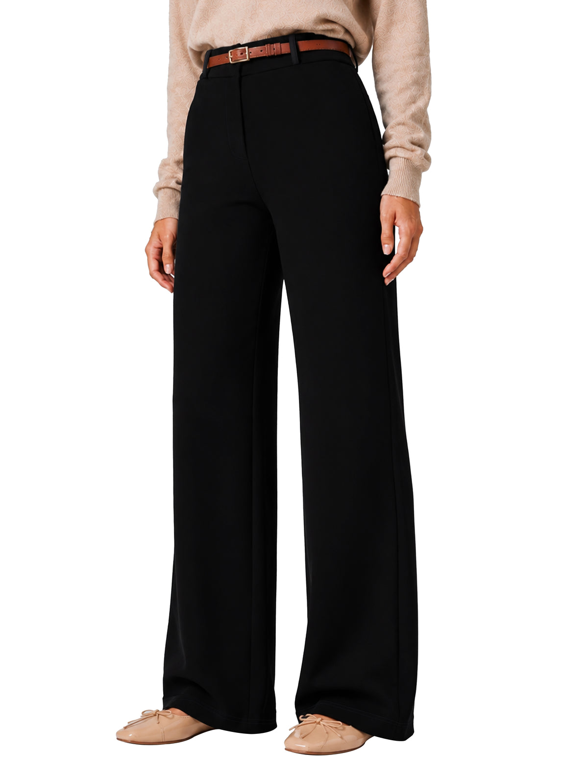 Sunzel Womens Stretch Wide Leg Dress Pants Hidden Butt Scrunch Work Trouser