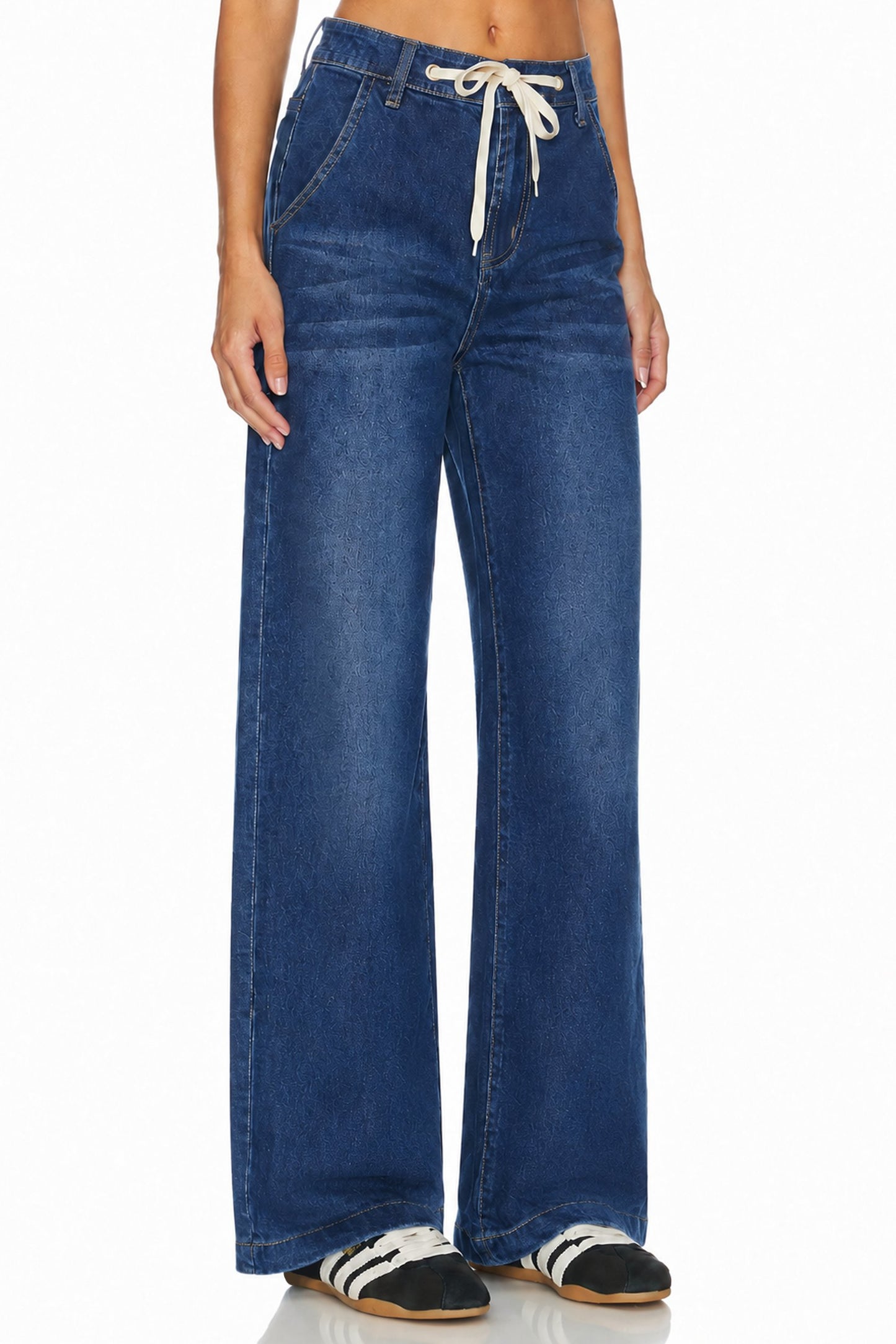 Sunzel Women's High Waisted Wide Leg Jeans Tie Waist Denim Pants, Relaxed Straight Leg Jeans with Pockets, Casual Loose Fit Jeans