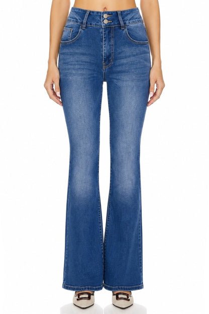Sunzel Womens Vintage Flare Jeans High Waisted Denim Pants, Button Fly Stretch Bell Bottom Jeans with Pockets
