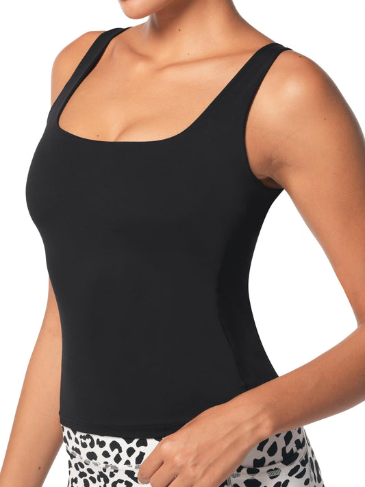 omen's Square Neck Tank Top High Elasticity Workout Tops Moisture-Wicking Breathable Stretch Camisole for Summer