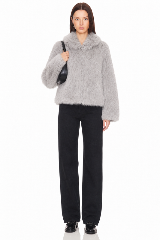 Sunzel Womens Faux Fur Coat Hooded Cropped Jacket Fluffy Plush Long Sleeve Smoothing Fall Winter Dressy Casual Outerwear