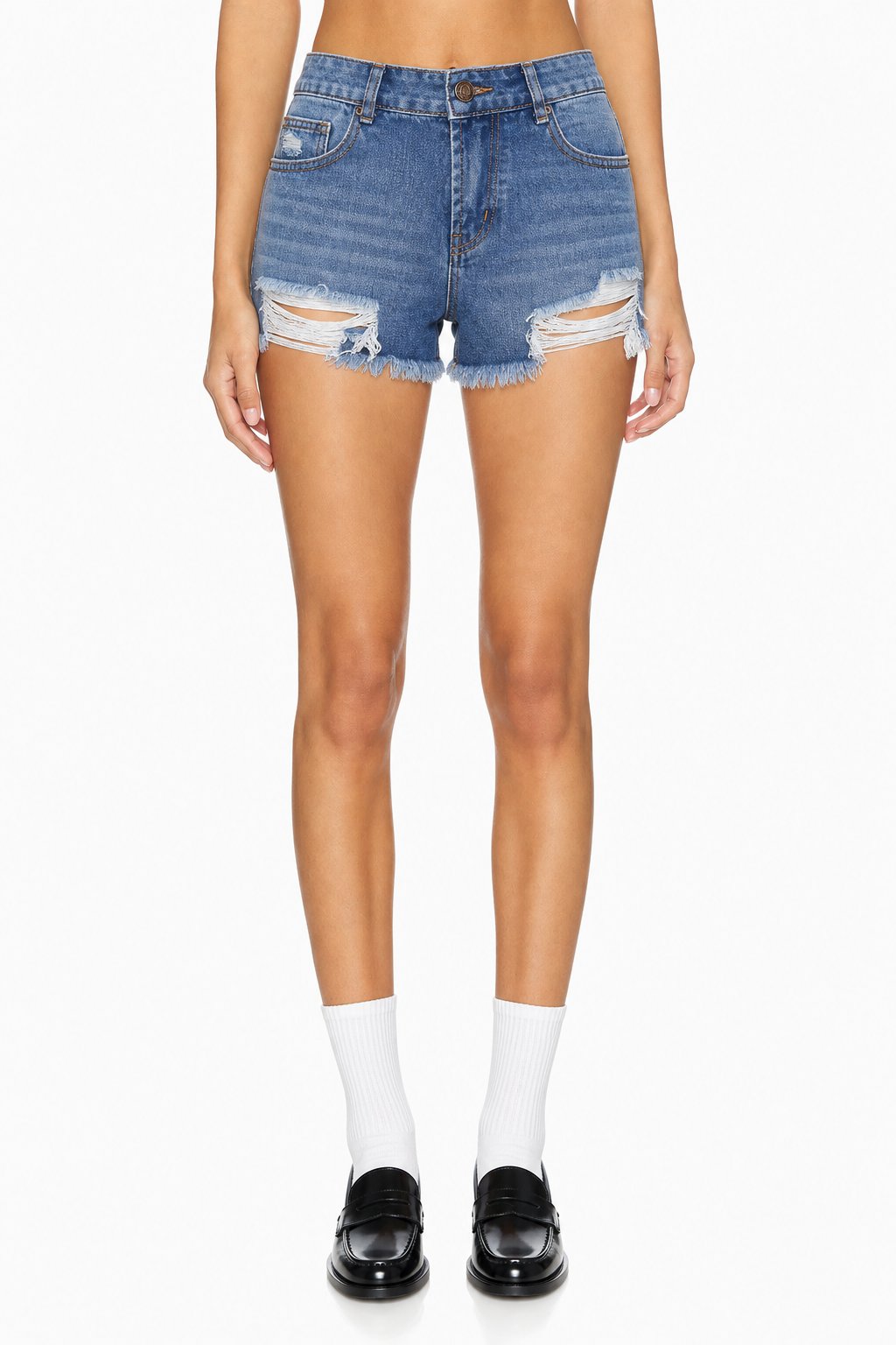 Sunzel Women's High Waisted Denim Shorts Ripped Distressed Jean Shorts, Frayed Raw Hem Cutoff Shorts with Pockets, Summer Casual Shorts