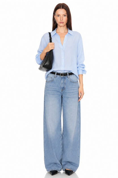 Sunzel Womens Baggy Wide Leg Jeans Low Rise Loose Fit Denim Pants, Light Wash Full Length Y2K Streetwear Jeans with Pockets