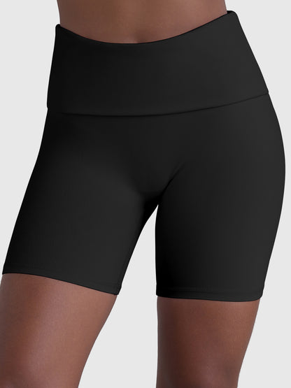 Sunzel Fold Over Biker Shorts Women High Waisted No Front Seam Tummy Control Compression Workout Athletic Gym Yoga Shorts
