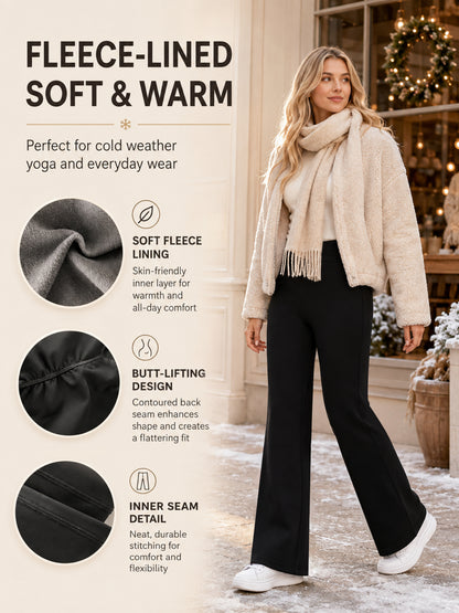 Sunzel Women's Fleece Lined Wide Leg Leggings Scrunch Butt Yoga Pants
