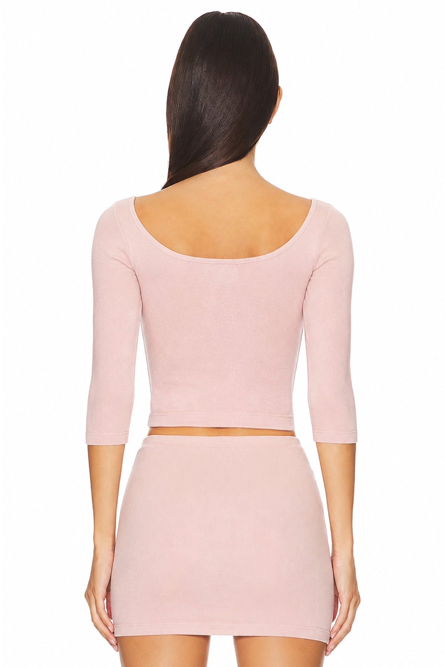 Sunzel Womens Scoop Neck Crop Top 3/4 Sleeve Fitted Shirt, Ribbed Slim Basic Tee Spring Summer Going Out Top
