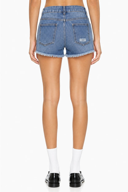 Sunzel Women's High Waisted Denim Shorts Ripped Distressed Jean Shorts, Frayed Raw Hem Cutoff Shorts with Pockets, Summer Casual Shorts