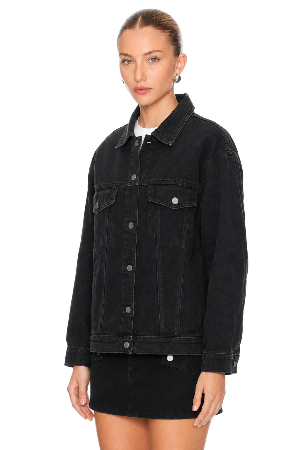 Sunzel Womens Oversized Denim Jacket Button Down Jean Trucker Jacket with Pockets Fall Casual Coat
