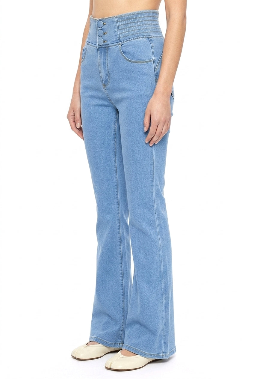 Sunzel Womens Elastic Waist Flare Jeans High Waisted Denim Pants Butt Lifting Pocket Smoothing Slim Stretch Jeans
