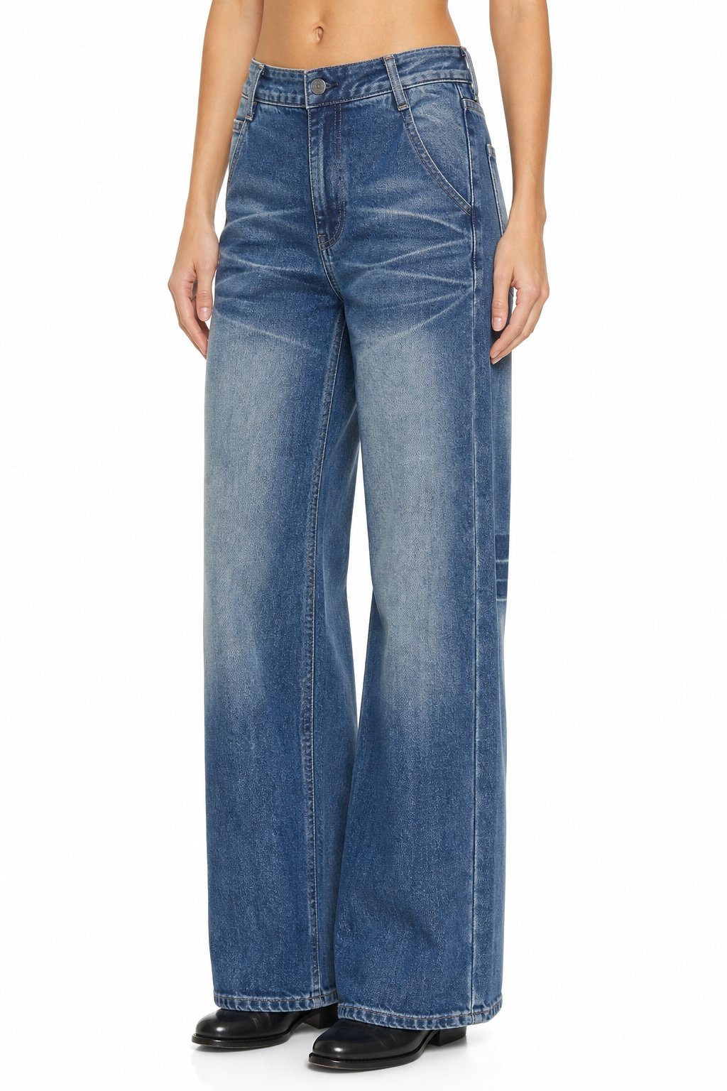Sunzel Womens Baggy Wide Leg Jeans Low Rise Vintage Wash Denim Pants, Whisker Loose Long Casual Jeans with Pockets