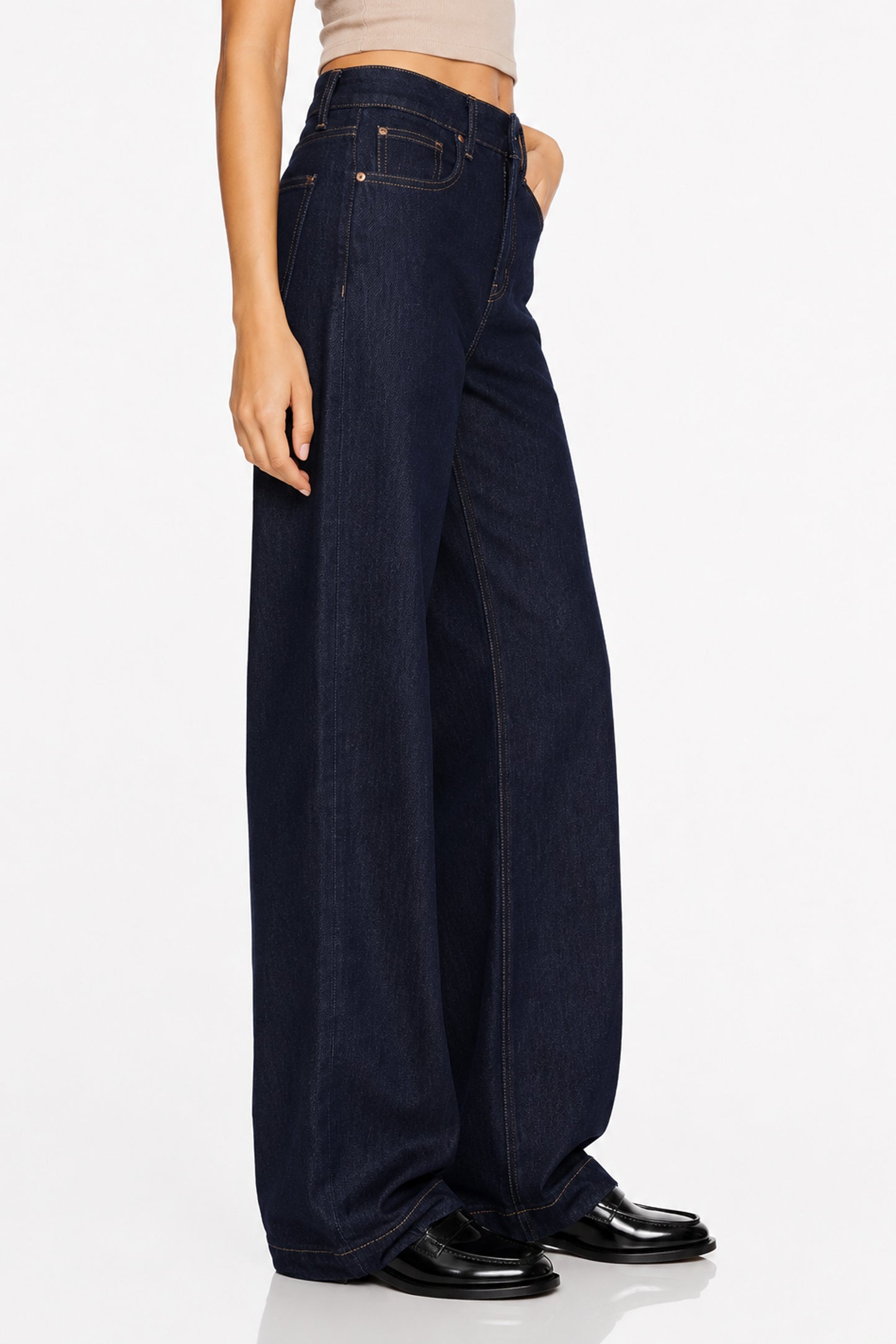 Sunzel Womens Trouser Wide Leg Jeans High Waisted Denim Pants, Dark Wash Loose Long Street Jeans with Pockets