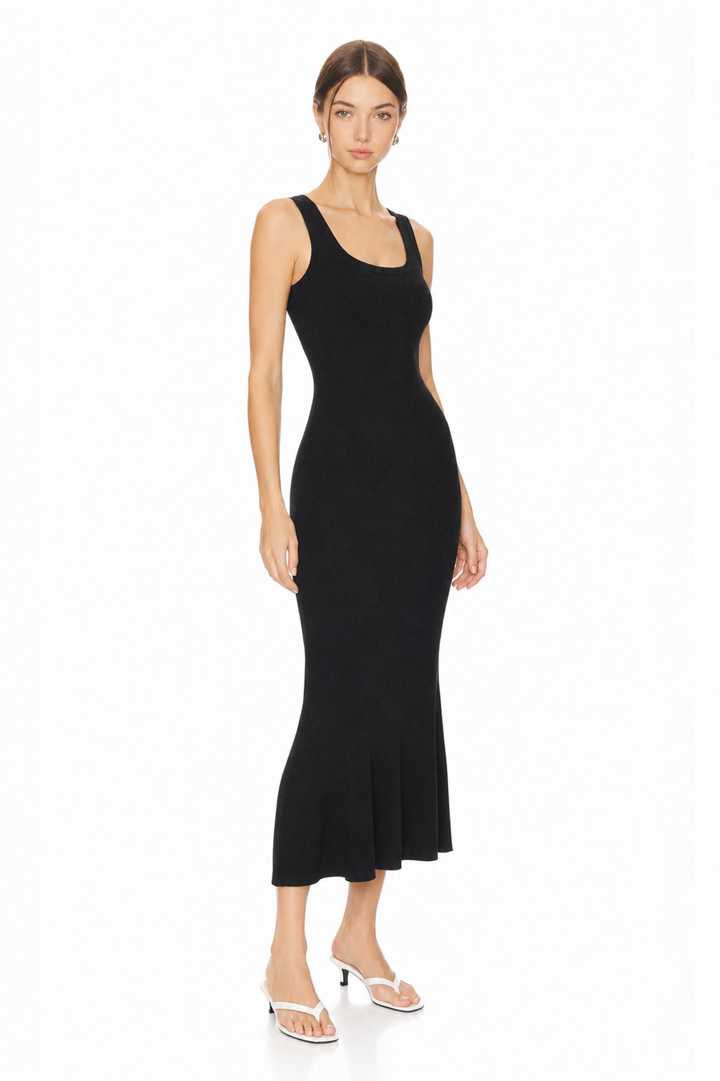 Sunzel Women's Black Tank Maxi Dress Sleeveless Bodycon Dress, Ribbed Knit Scoop Neck Mermaid Hem Going Out Party Dress