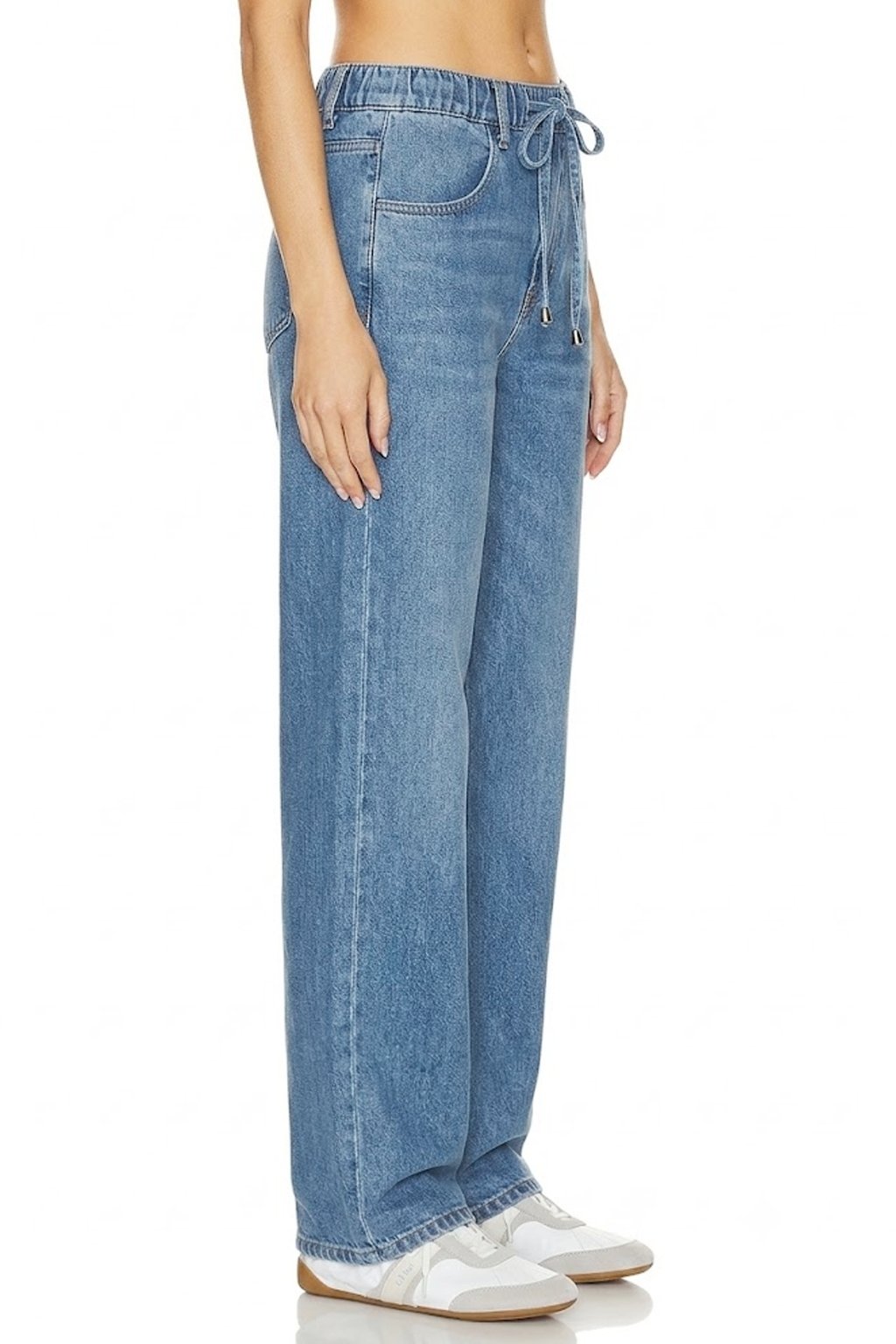 Sunzel Womens Drawstring Wide Leg Jeans High Waisted Elastic Waist Denim Pants with Pockets