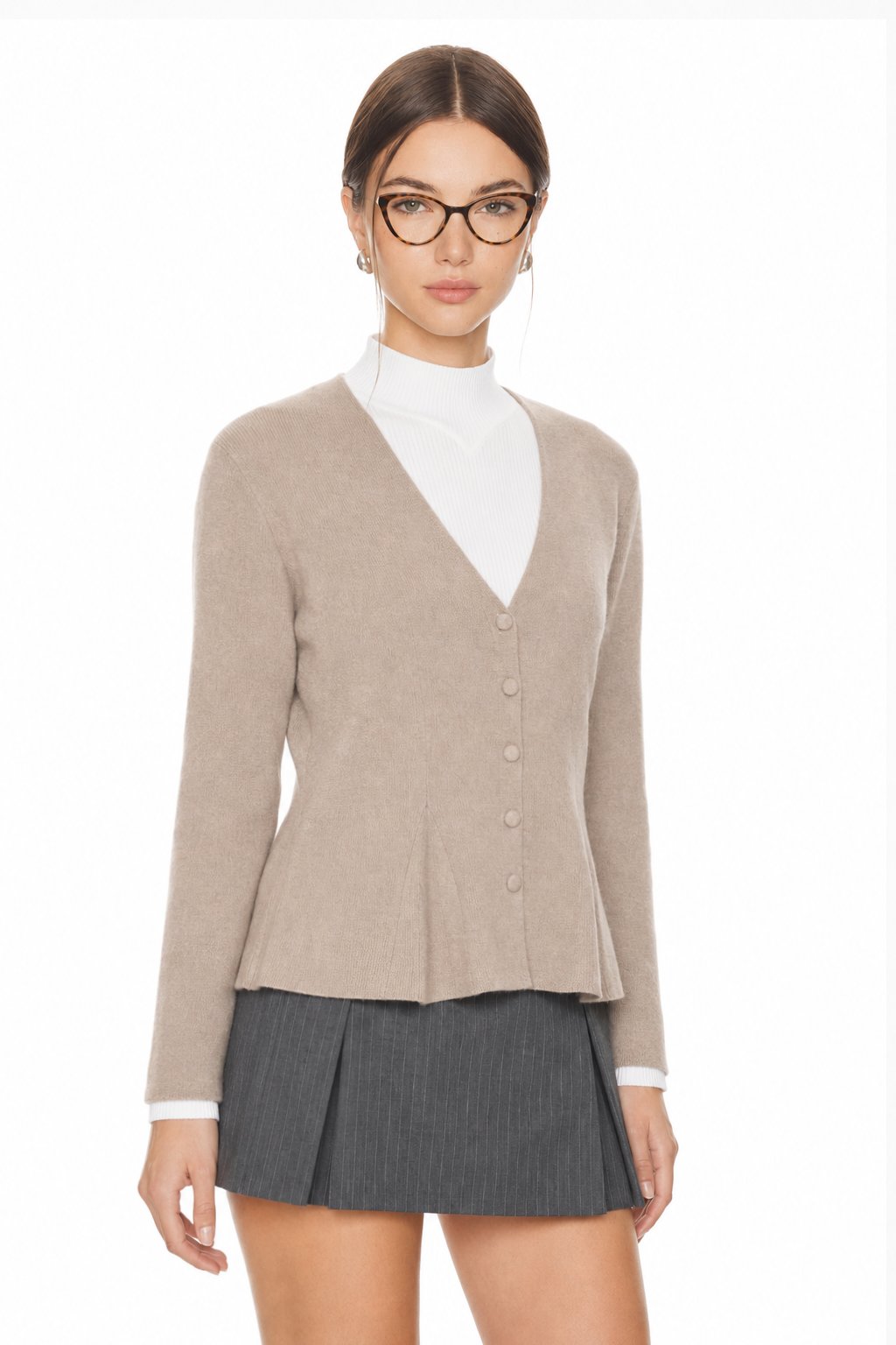 Sunzel Womens Sweater Coat V Neck Button Down Knit Cardigan Peplum Hem Long Sleeve Fall Winter Dressy Casual Jacket