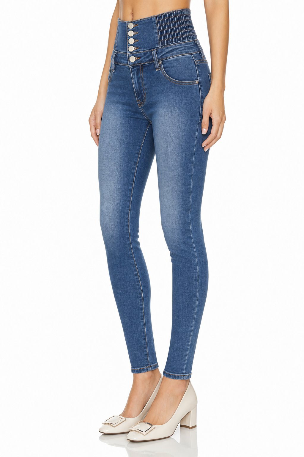 Sunzel Women's High Waisted Skinny Jeans Button Fly Stretch Denim Pants, Tummy Control Slim Fit Jeggings, Butt Lifting Back Seam, Ankle Length Jeans with Pockets
