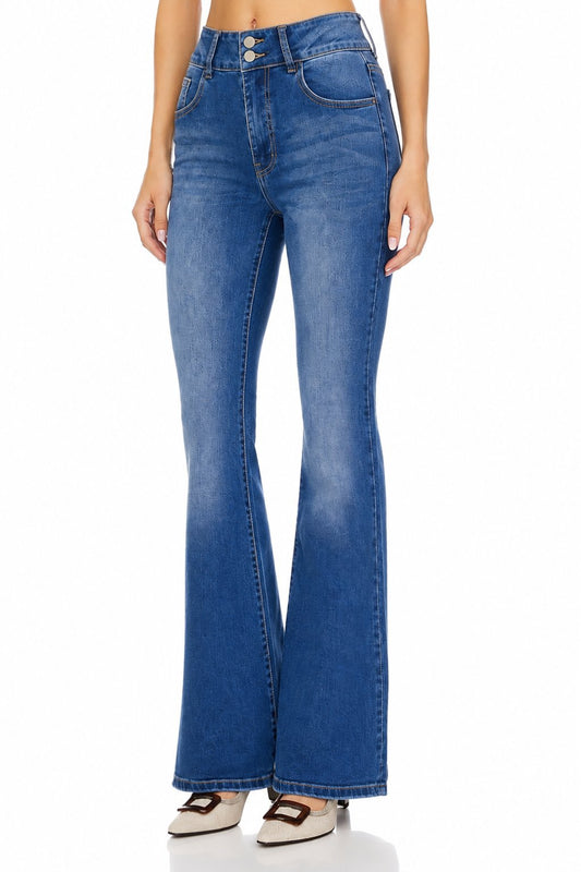 Sunzel Womens Vintage Flare Jeans High Waisted Denim Pants, Button Fly Stretch Bell Bottom Jeans with Pockets