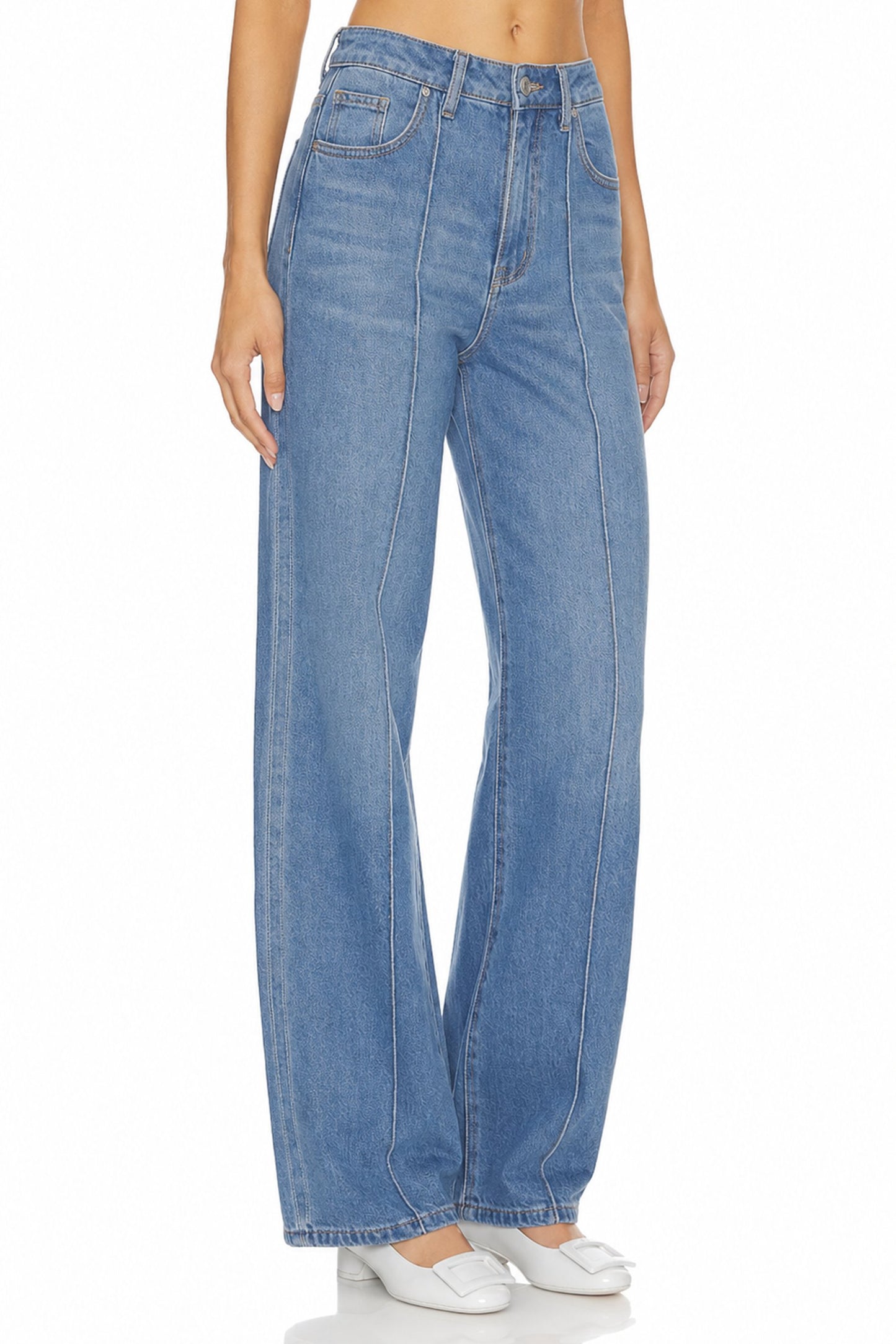 Sunzel Womens Wide Leg Jeans High Waisted Denim Pants, Seam Front Loose Vintage Jeans with Pockets Casual Streetwear